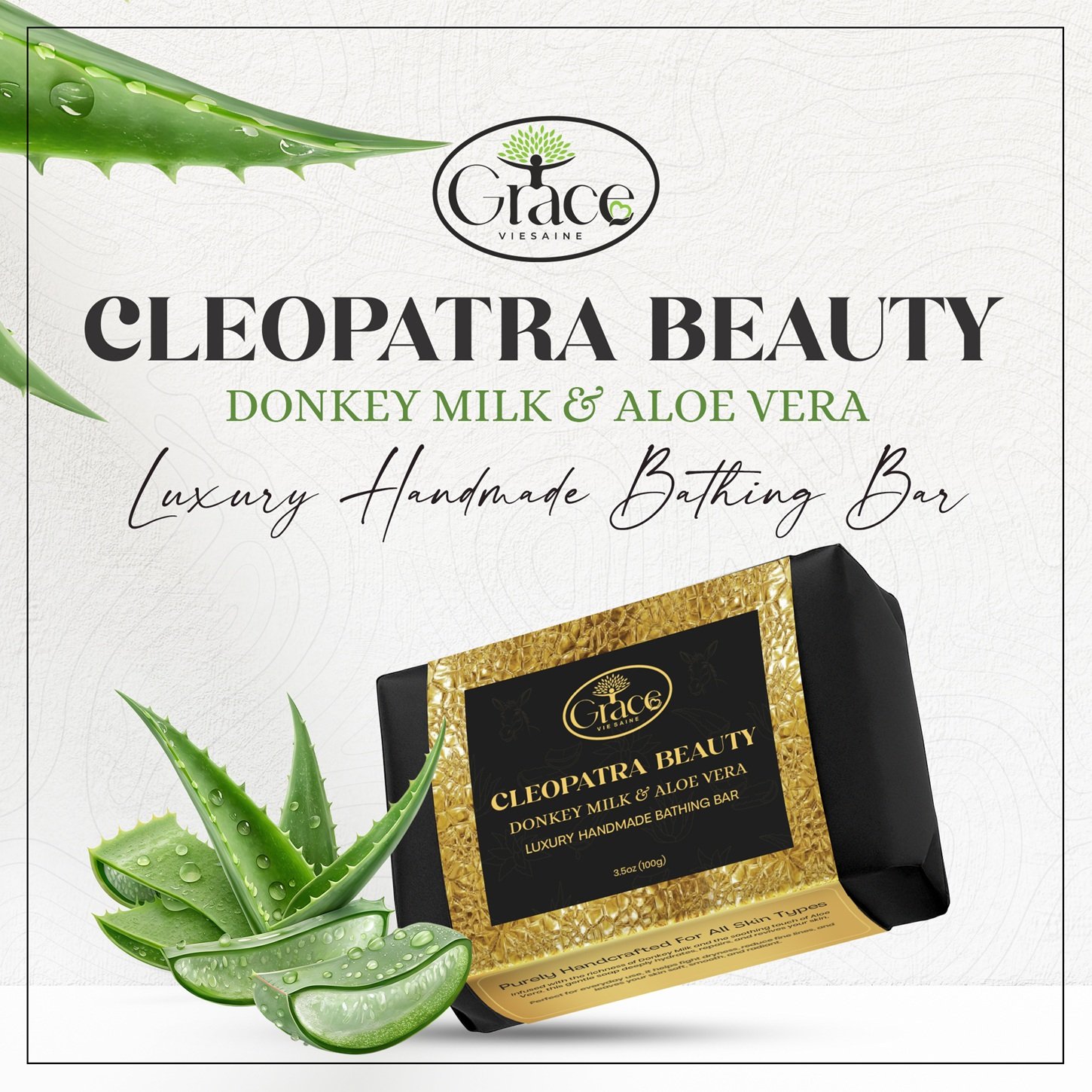Cleopatra Beauty Donkey Milk & Aloe Vera Soap front view