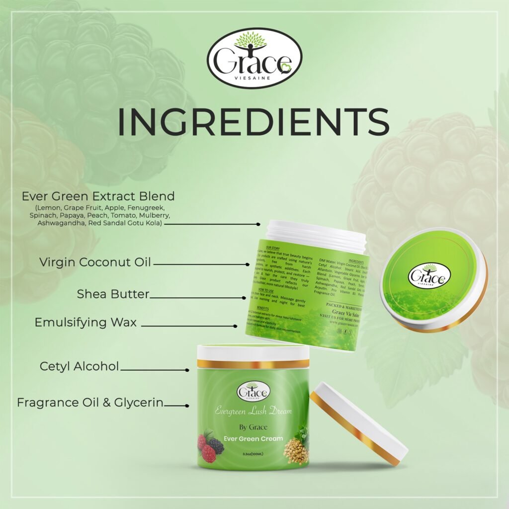 Herbal and fruit ingredients in Evergreen Cream