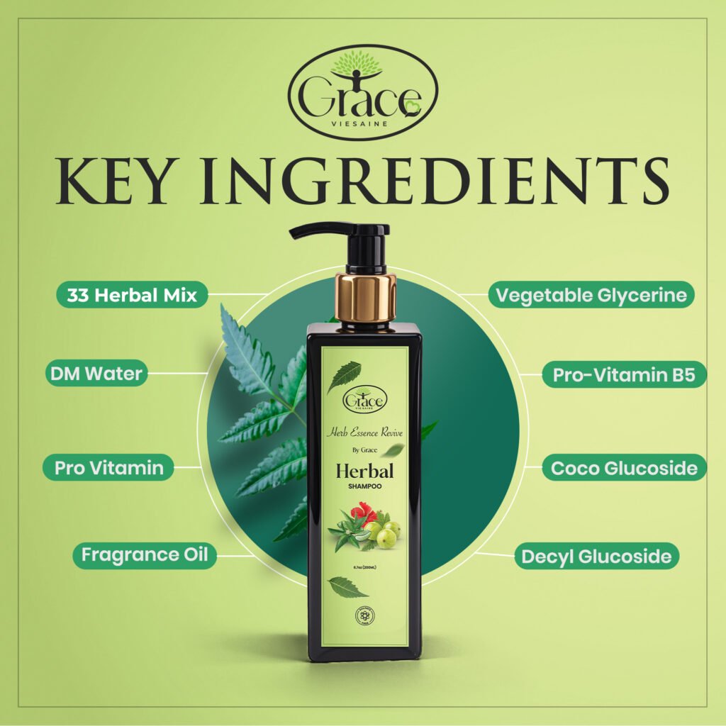 Blend of 33 herbs in Herb Essence Revive Herbal Shampoo