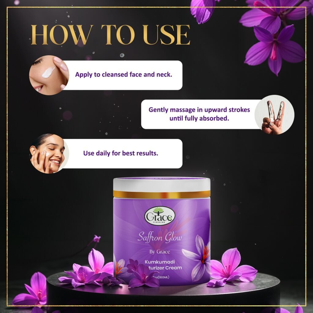 Instructions to apply Kumkumadi Moisturizer by Grace’s Vie Saine