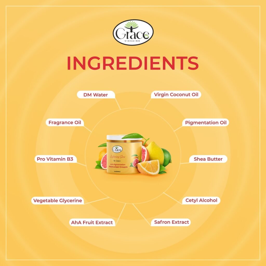 Anti-Pigmentation Cream - Lightning Glow Ingredients in Lightning Glow Cream by Grace’s Vie Saine