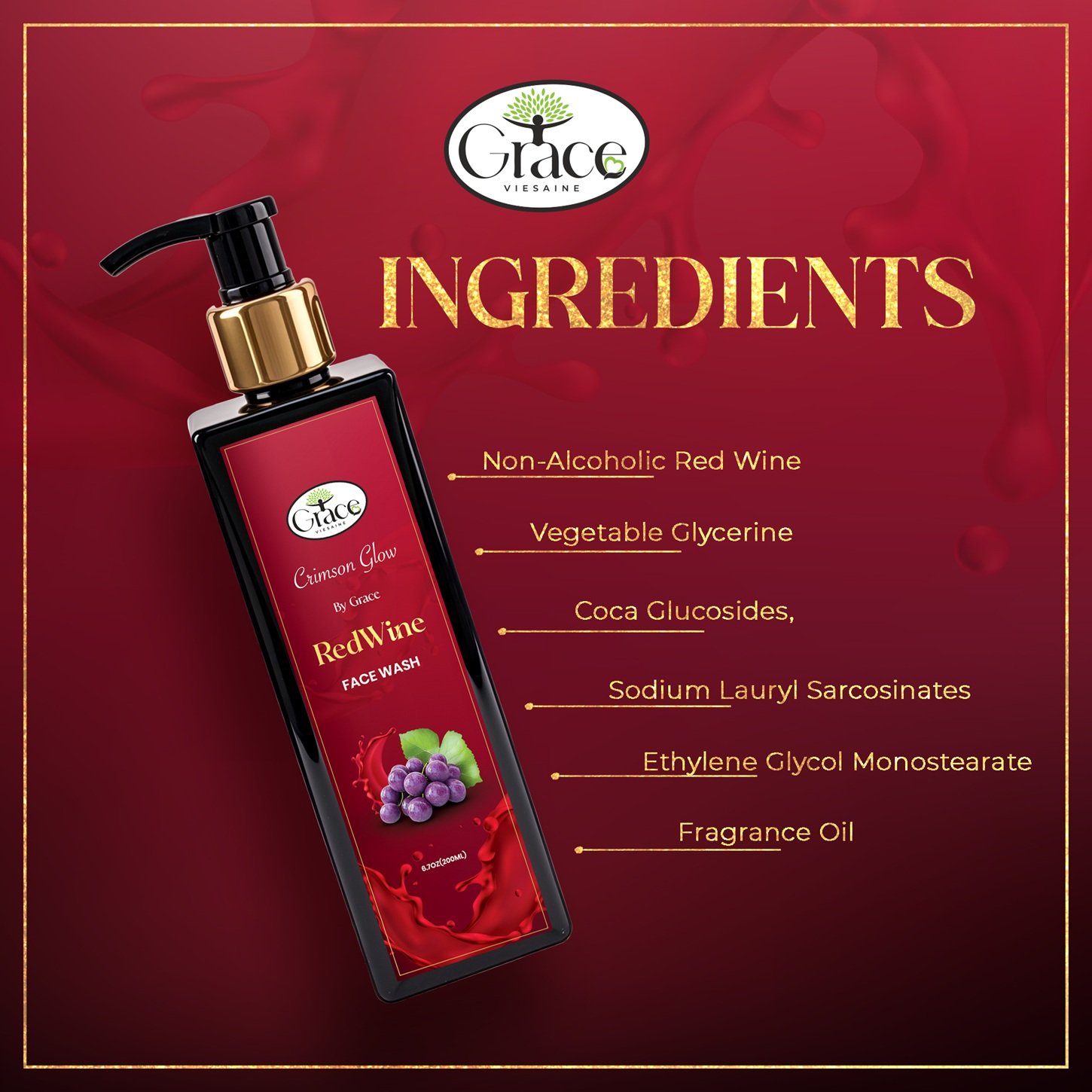 Ingredients like red wine, glycerine, vitamin E