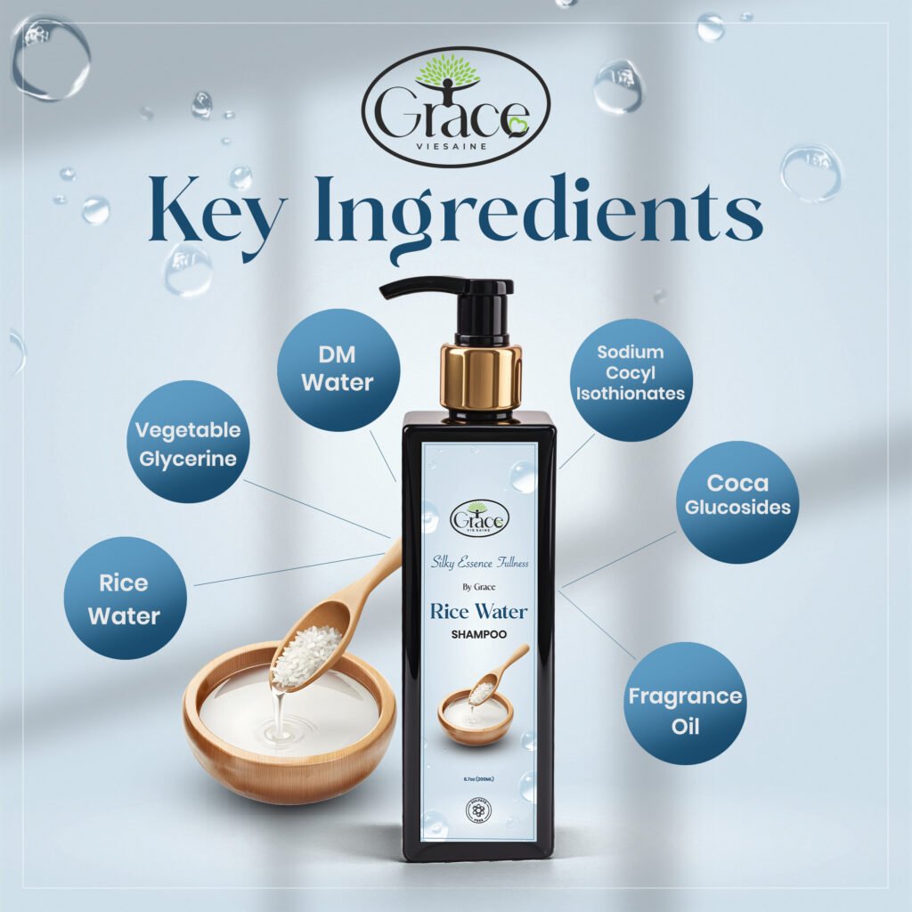 Ingredients such as rice water, fenugreek, and Pro-Vitamin B5