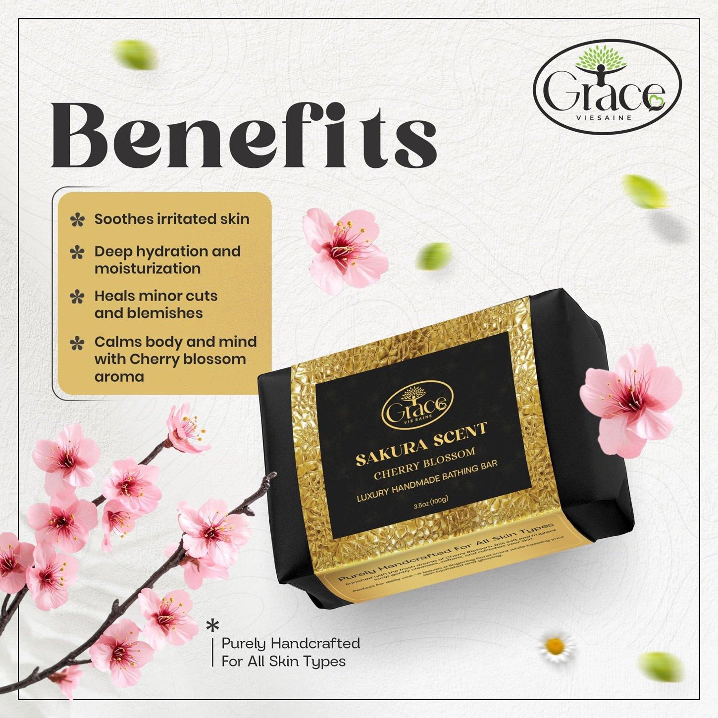 Soap with cherry blossoms and petals