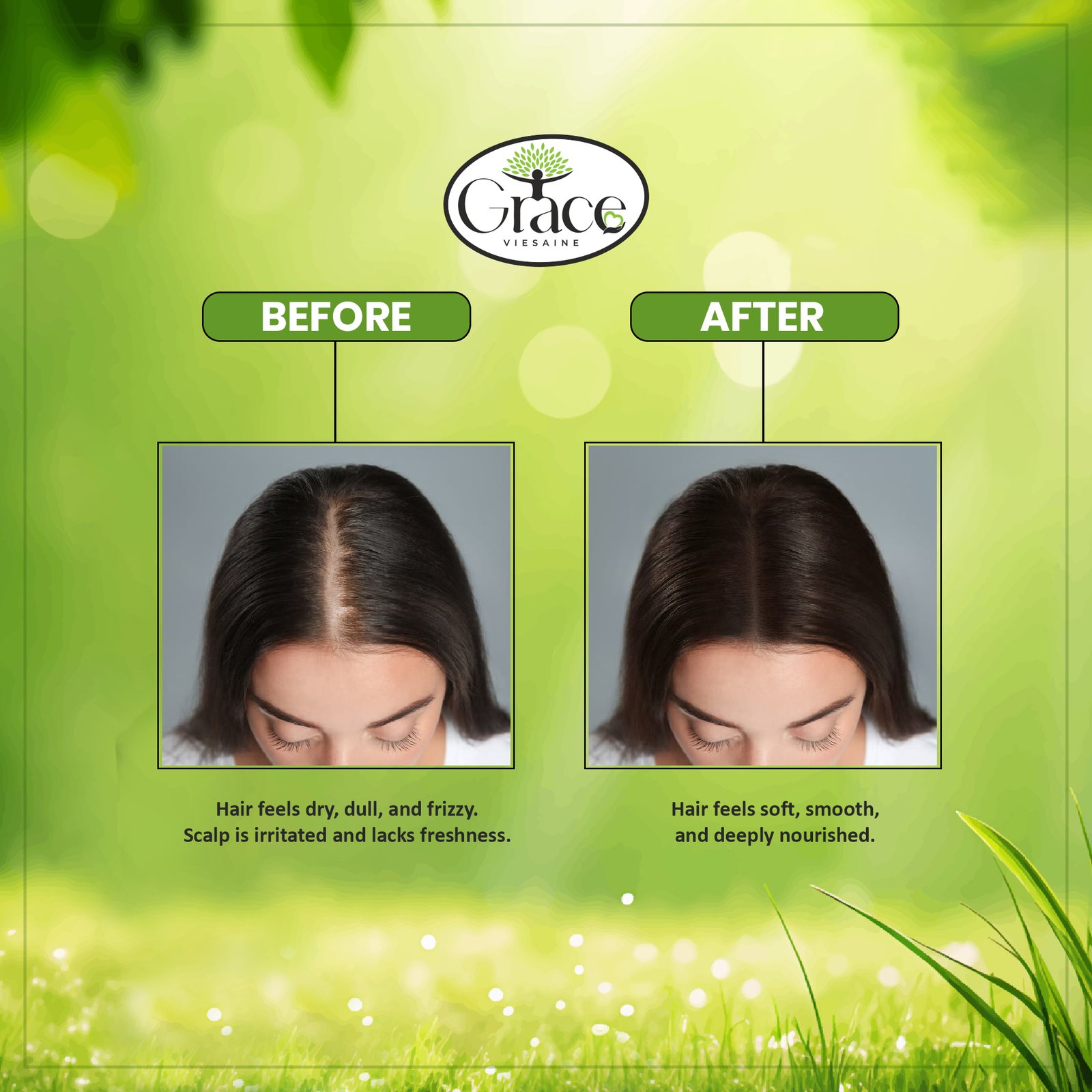 Visual before and after using Silk Fusion Total Care Shampoo