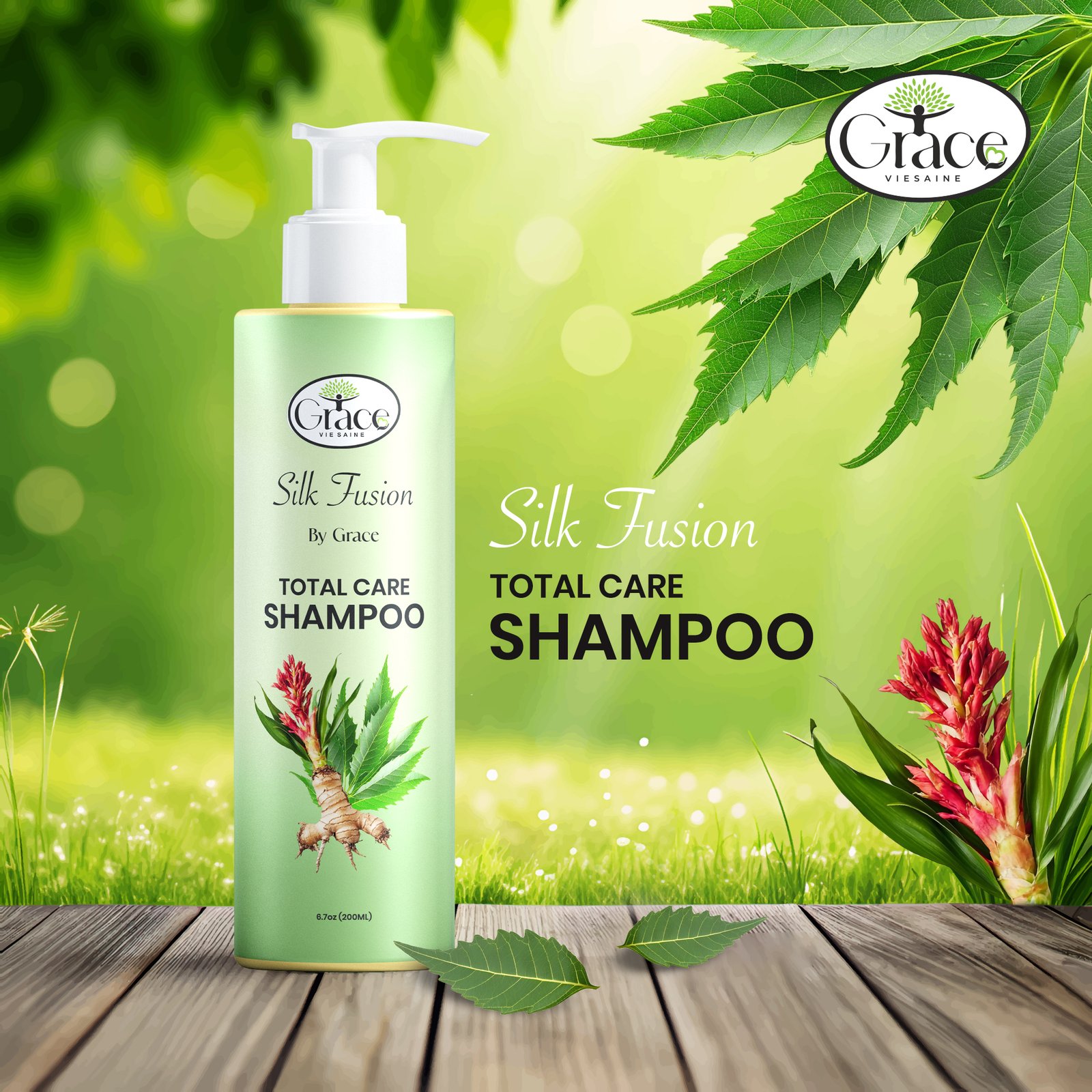 Front packaging of Silk Fusion Total Care Shampoo
