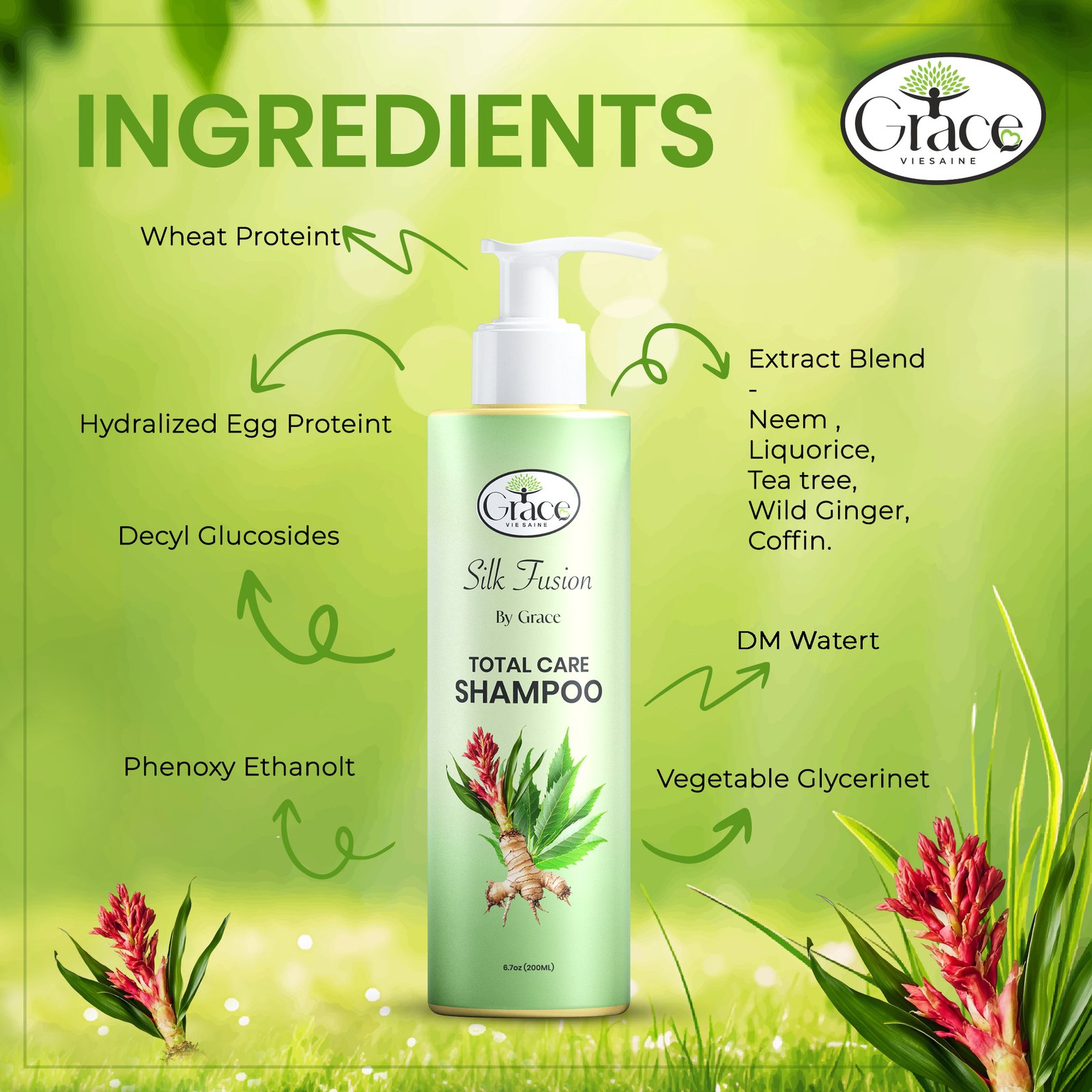 Herbal extracts and proteins used in Silk Fusion Shampoo